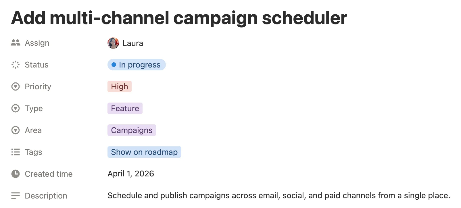 Your Notion properties on your task database